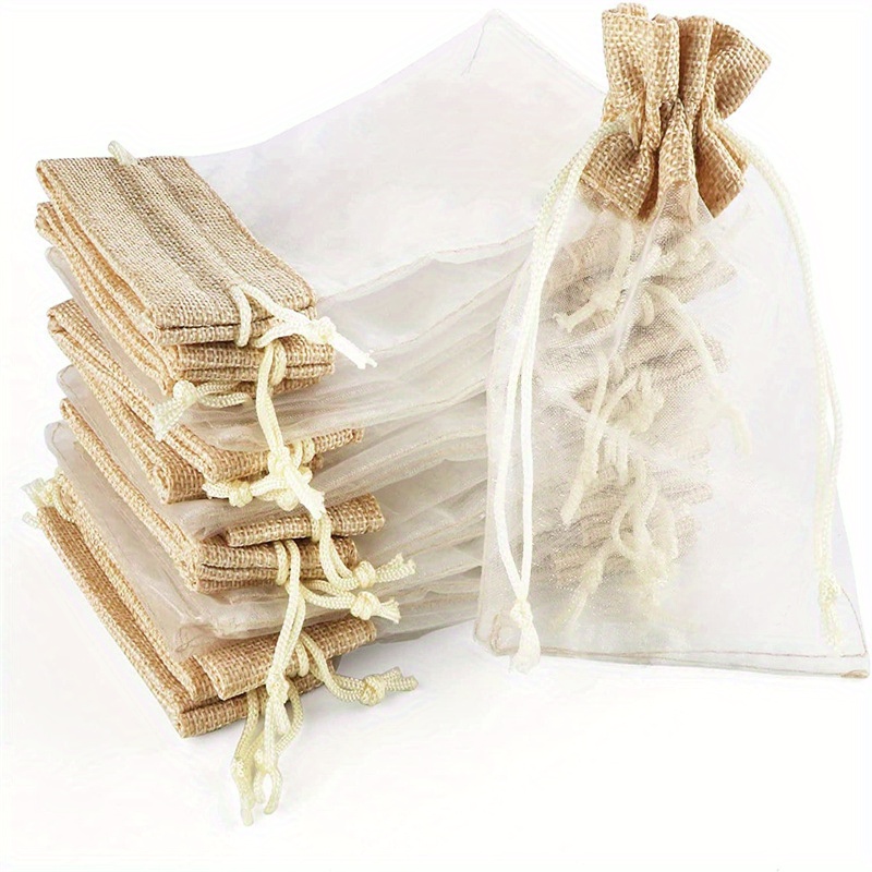 Linen Bag Bulk - Organza-Leinen-Taschen für Feiertage, Geschenke und Süßigkeiten